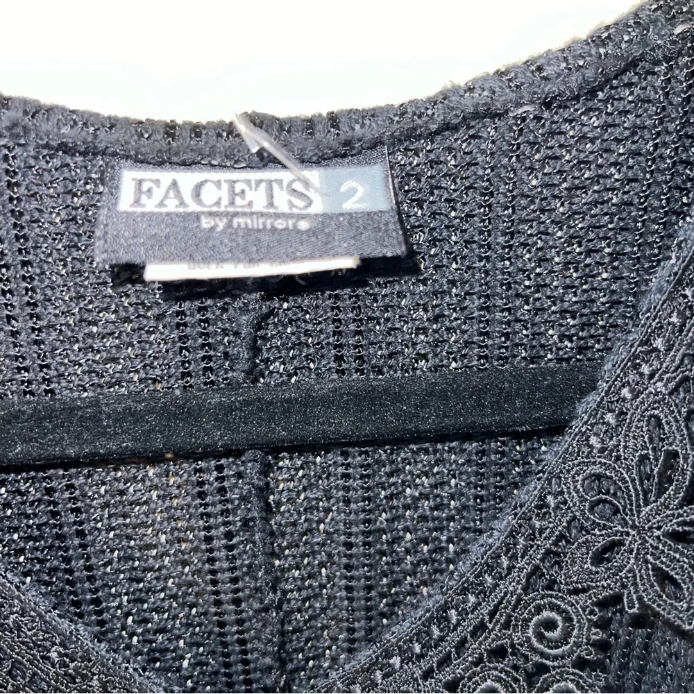 Vintage 90s Facets by mirrors black button down knit ribbed bodycon maxi dress - Picture 7 of 9